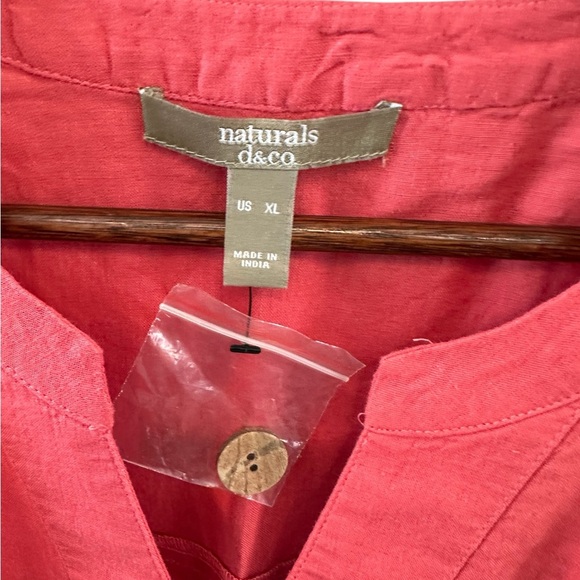 Naturals d & co Women’s Linen Blend Tunic Top Short Sleeve XL Quiet Luxury - Picture 4 of 6